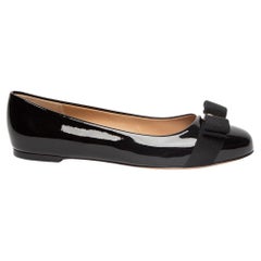 Used Salvatore Ferragamo Women's Black Varina Ballerinas Patent Leather