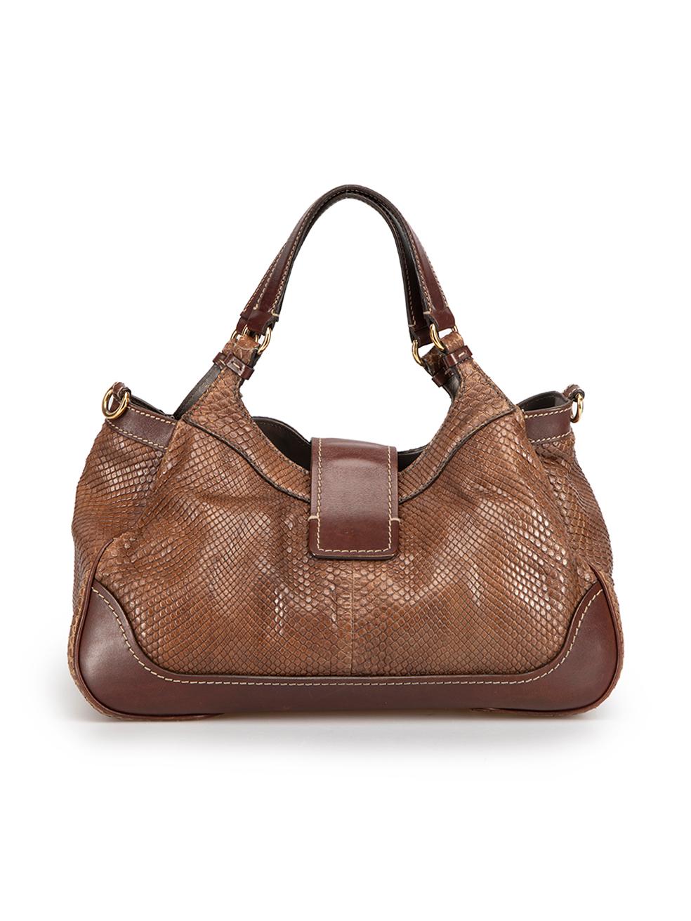 Salvatore Ferragamo Women's Brown Snakeskin Gancini Bag In Good Condition For Sale In London, GB