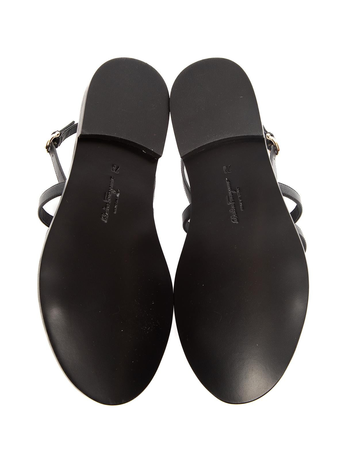 Salvatore Ferragamo Women's Galilee Black Leather Sandals For Sale 1