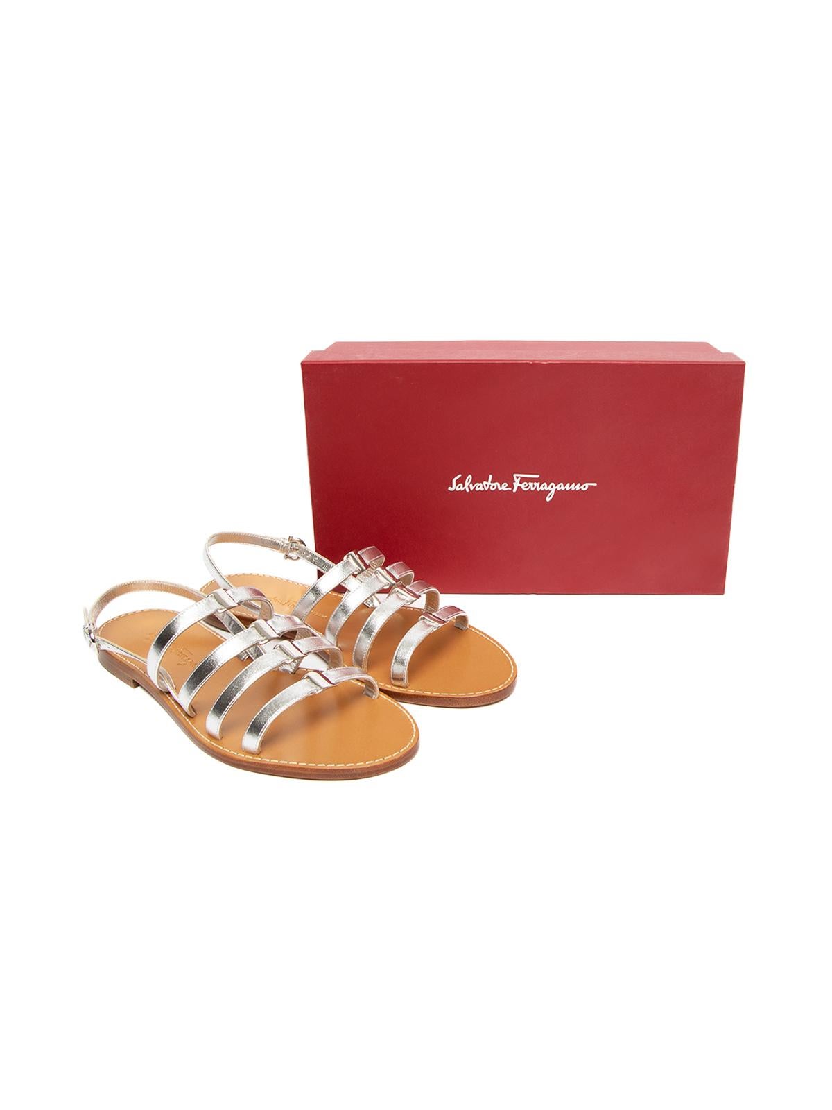 Salvatore Ferragamo Women's Metallic Galilee Leather Sandals 2