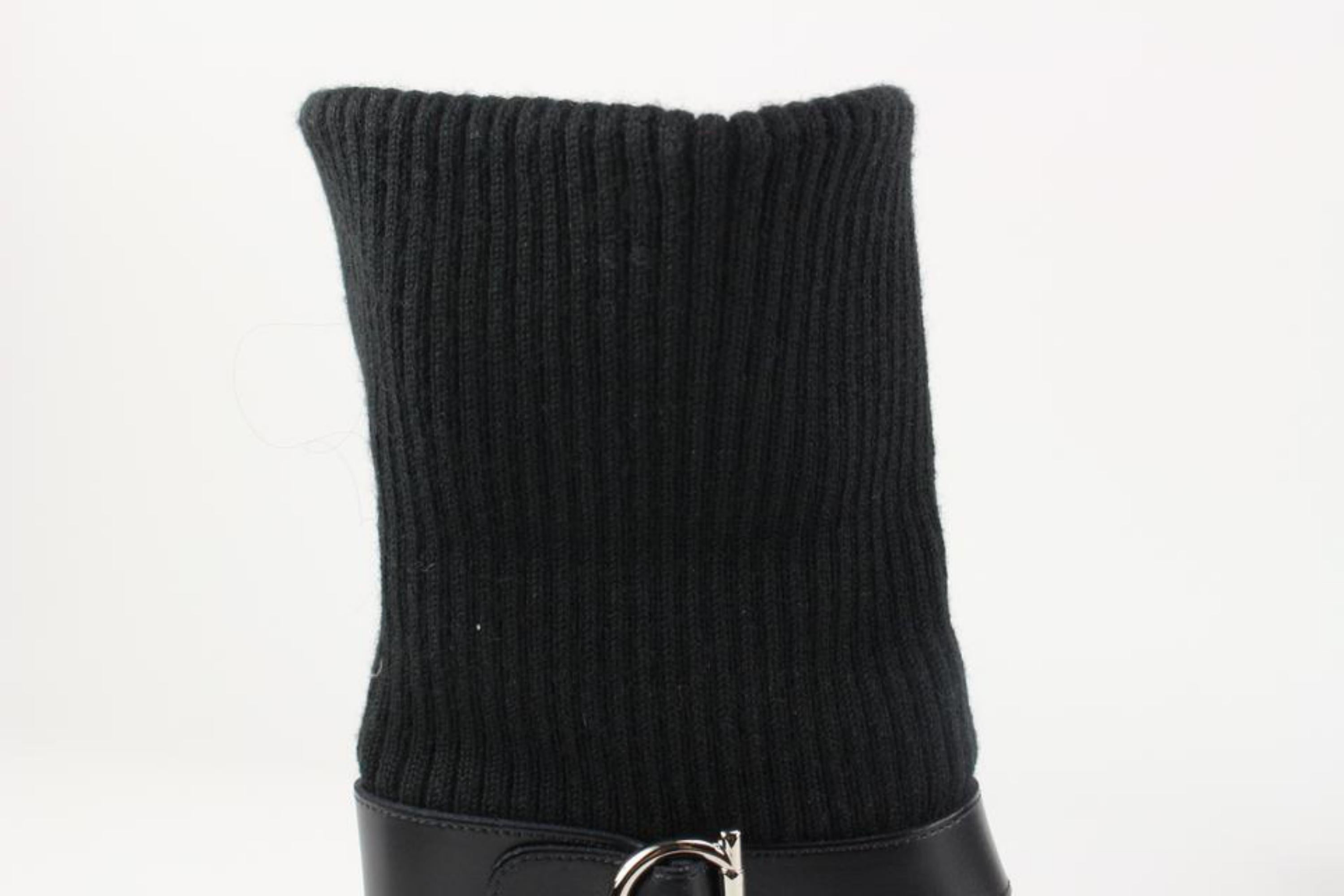Salvatore Ferragamo Women's Size 6 Black Rubber Thordis Rain Boot Gancini Logo  For Sale 3
