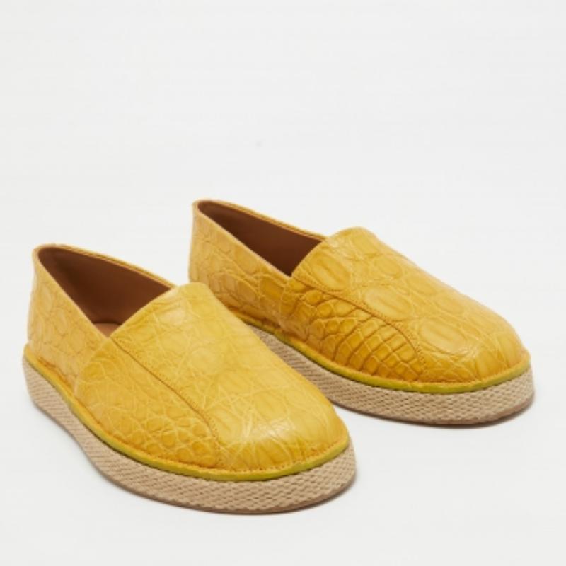 Salvatore Ferragamo Espadrilles Lampedusa en crocodile jaune Taille 43 Pour hommes en vente
