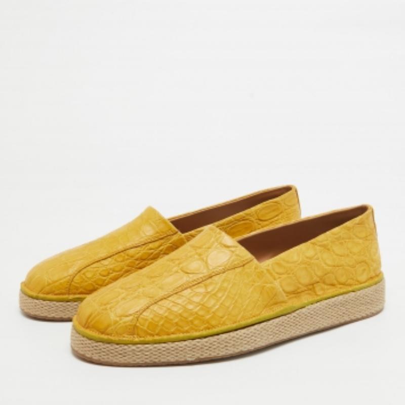 Salvatore Ferragamo Espadrilles Lampedusa en crocodile jaune Taille 43 en vente 3