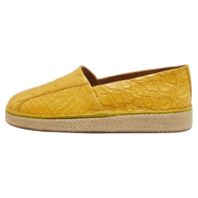 Salvatore Ferragamo Gelb Krokodil Lampedusa Espadrilles Größe 43