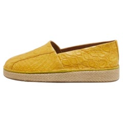 Salvatore Ferragamo Gelb Krokodil Lampedusa Espadrilles Größe 43