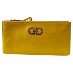 Salvatore Ferragamo Vintage Yellow Gold Hardware Clutch Unisex 1990s