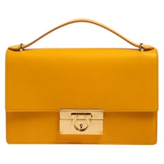 Salvatore Ferragamo Yellow Leather Gancini Clutch