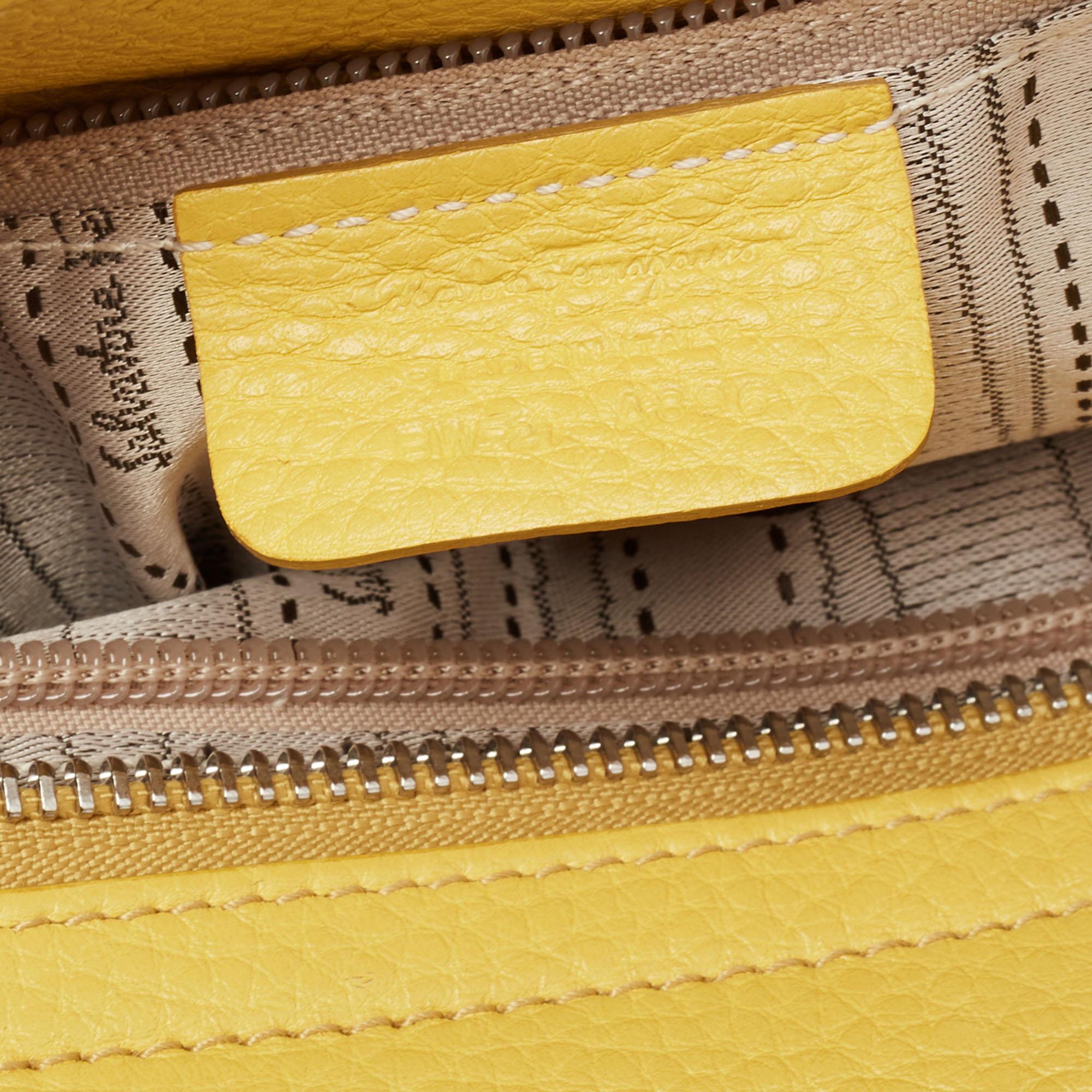 Women's Salvatore Ferragamo Yellow Leather Medium Sofia Top Handle Bag