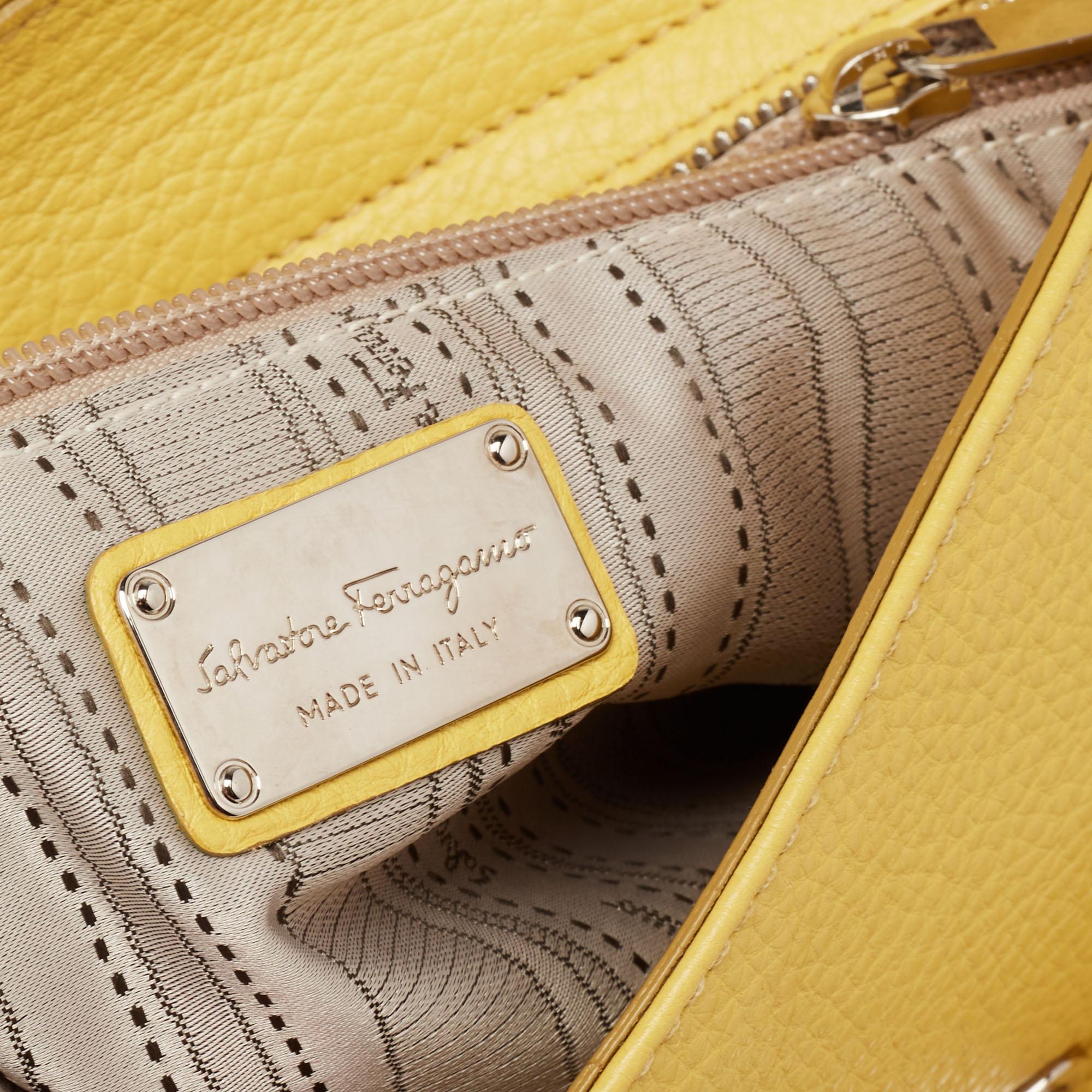 Salvatore Ferragamo Yellow Leather Medium Sofia Top Handle Bag 1