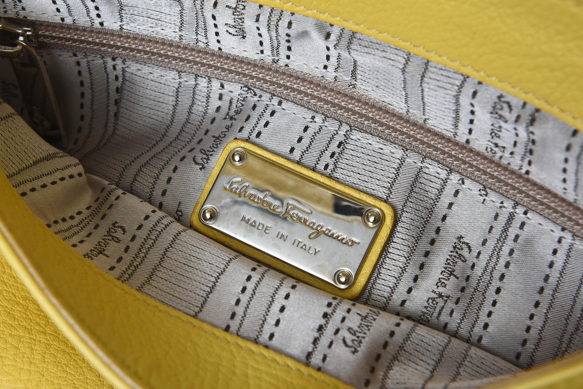 yellow leather satchel