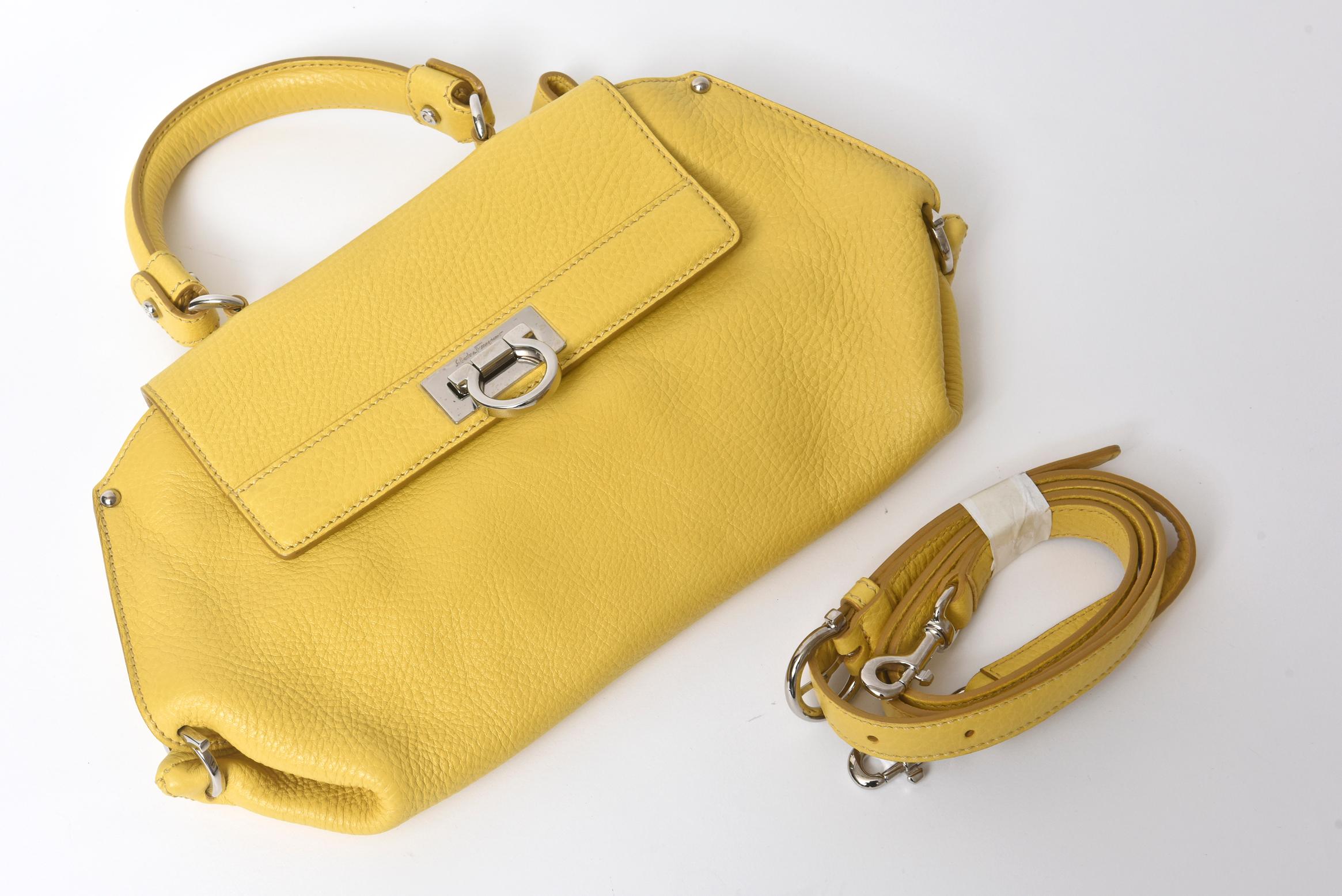 Women's Salvatore Ferragamo Yellow Leather Sofia Satchel Purse Bag