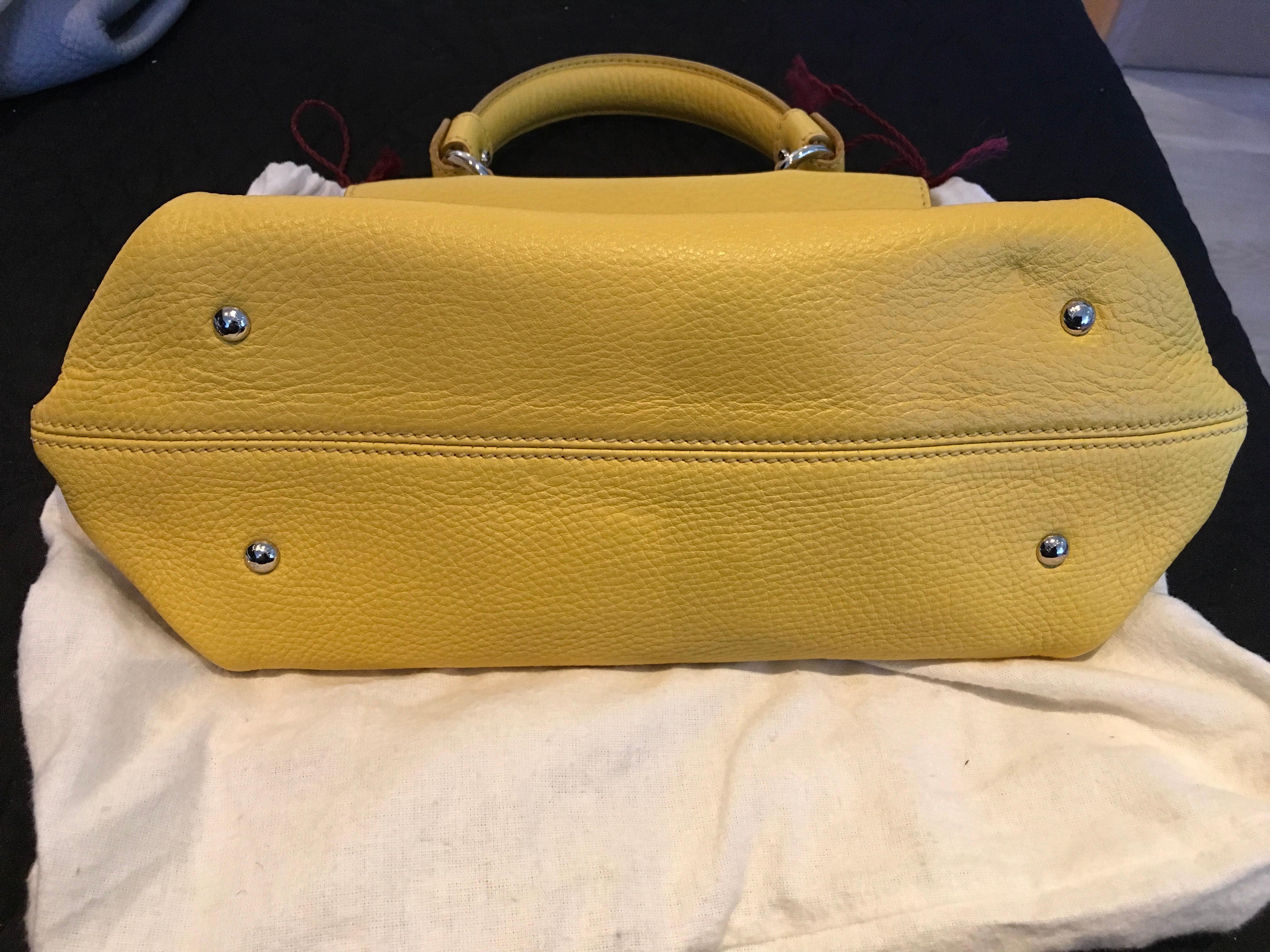 Salvatore Ferragamo Yellow Leather Sofia Satchel Purse Bag 2