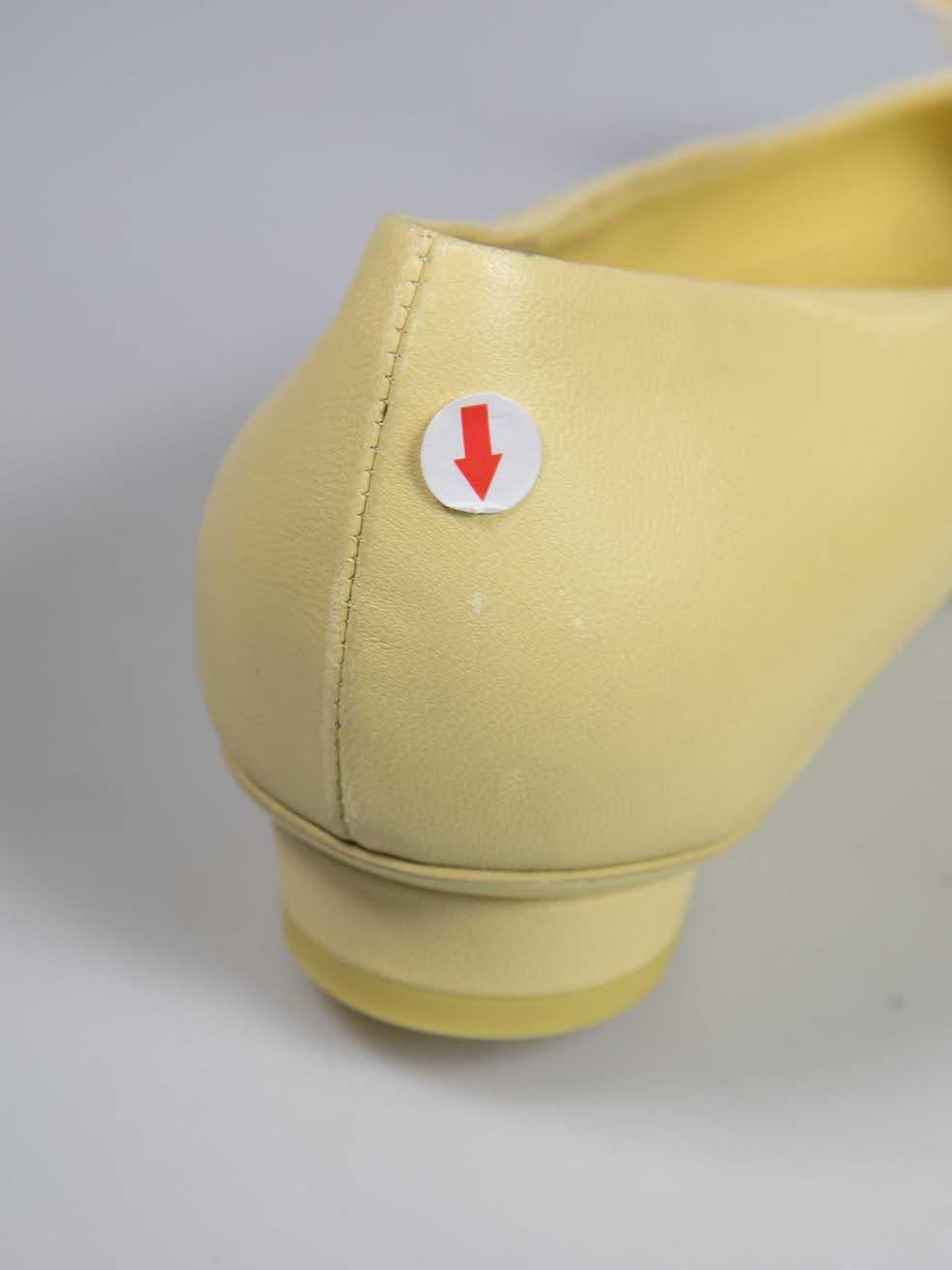 Salvatore Ferragamo Yellow Leather Vara Bow Flats Size US 5.5 1