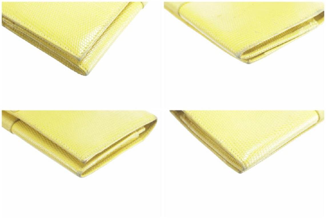 Salvatore Ferragamo Yellow Lizard Long Flap Bifold Wallet 11FKR0113 For Sale 8