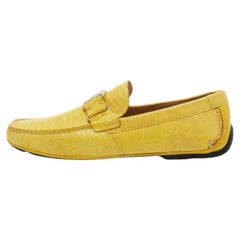 Salvatore Ferragamo Mocassins en lézard jaune Sardegna Taille 43