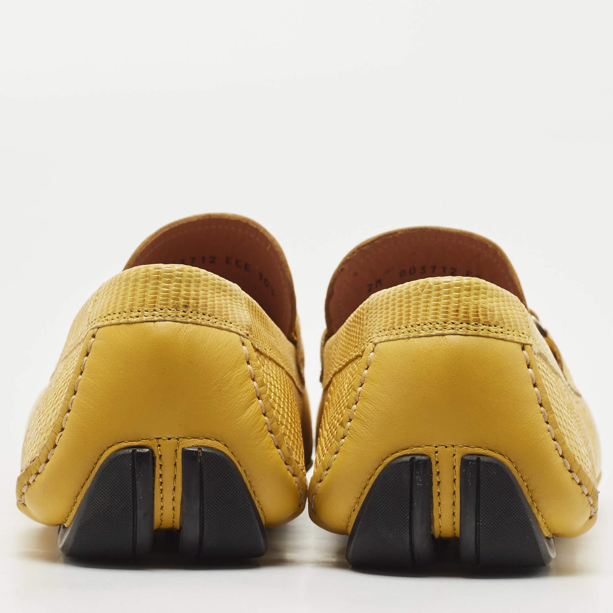 Salvatore Ferragamo Yellow Lizard Sardegna Loafers Size 44.5 3