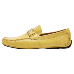 Salvatore Ferragamo Yellow Lizard Sardegna Loafers Size 44.5