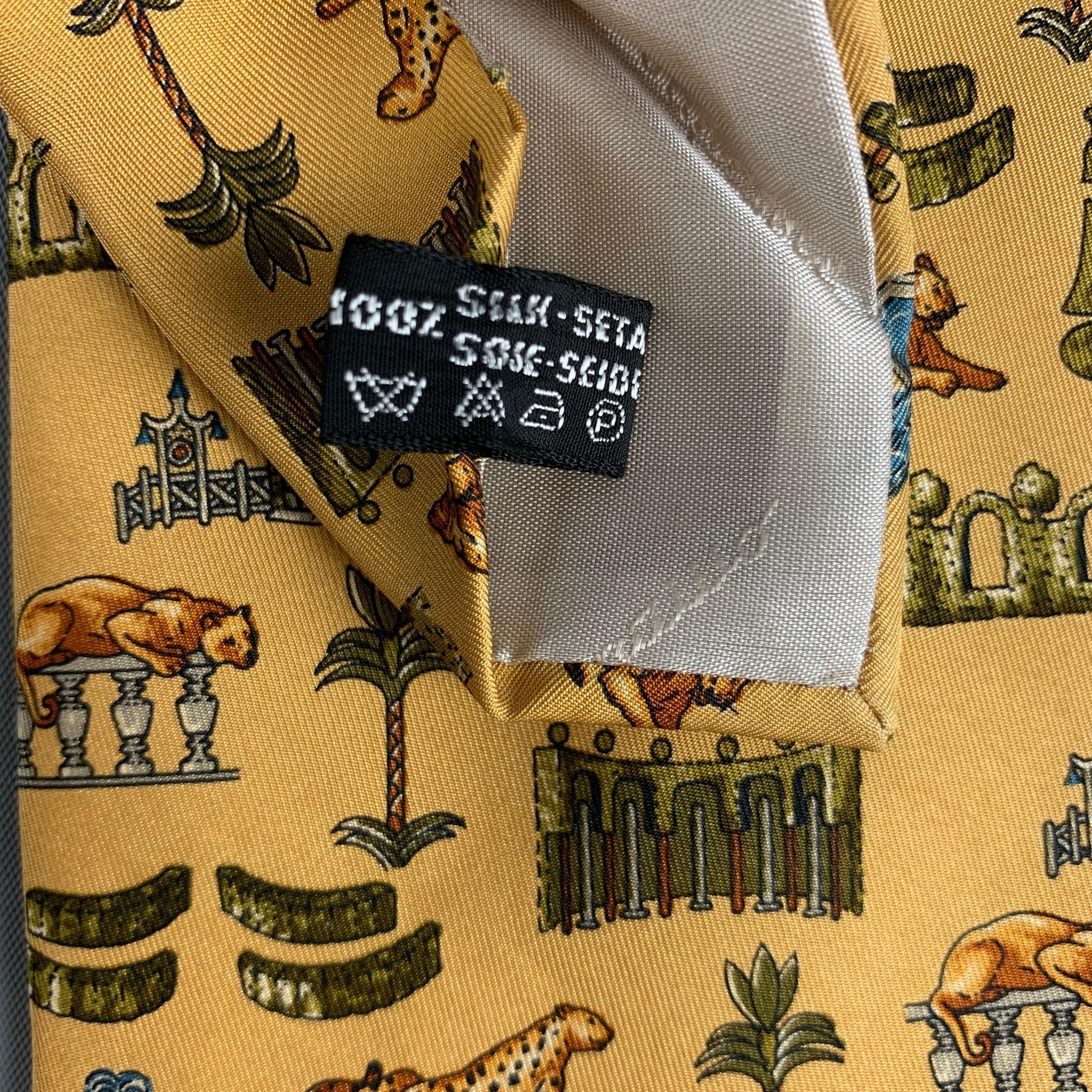 SALVATORE FERRAGAMO Yellow Multicolour Tapestry Silk Tie 1