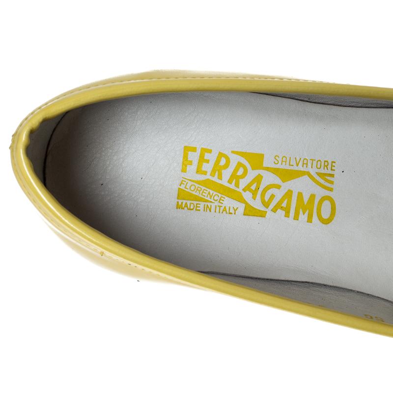 Salvatore Ferragamo Yellow Patent Leather Mason Loafers Size 44 2