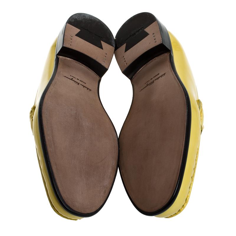 Salvatore Ferragamo Yellow Patent Leather Mason Loafers Size 44 3