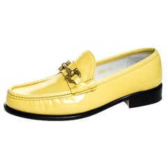 Salvatore Ferragamo Yellow Patent Leather Mason Loafers Size 44