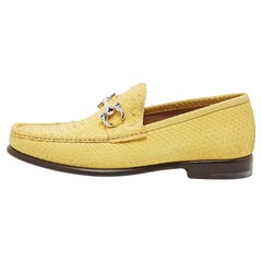 Salvatore Ferragamo Gelbes Python-Leder Mason Loafers Größe 41,5