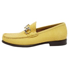 Salvatore Ferragamo Yellow Python Mason Loafers Size 41