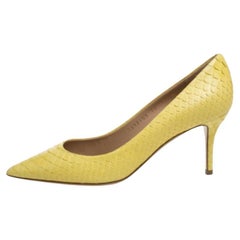 Salvatore Ferragamo Yellow Python Susi Pointed Toe Pumps Size 37.5