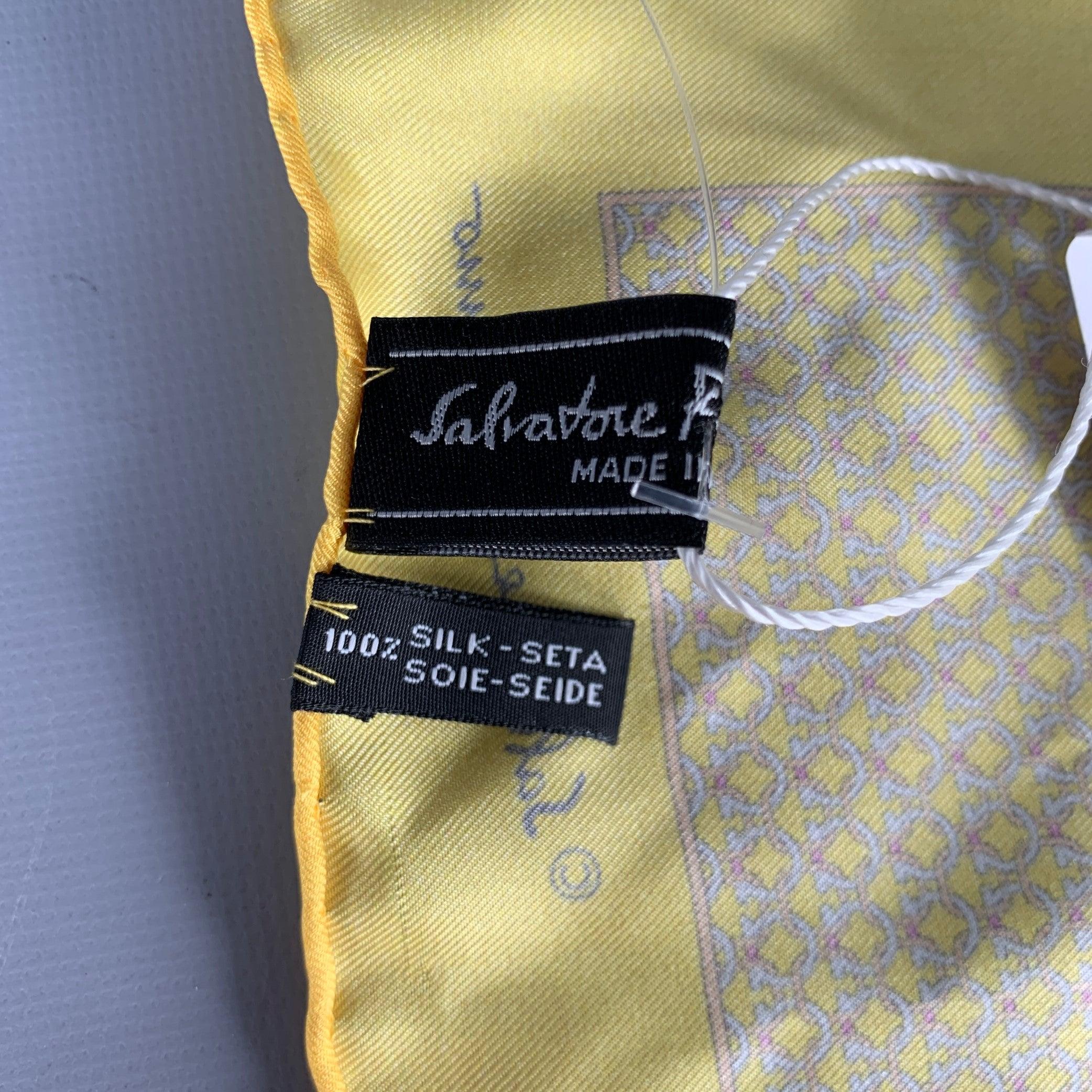 Men's SALVATORE FERRAGAMO Yellow White Abstract Pocket Square
