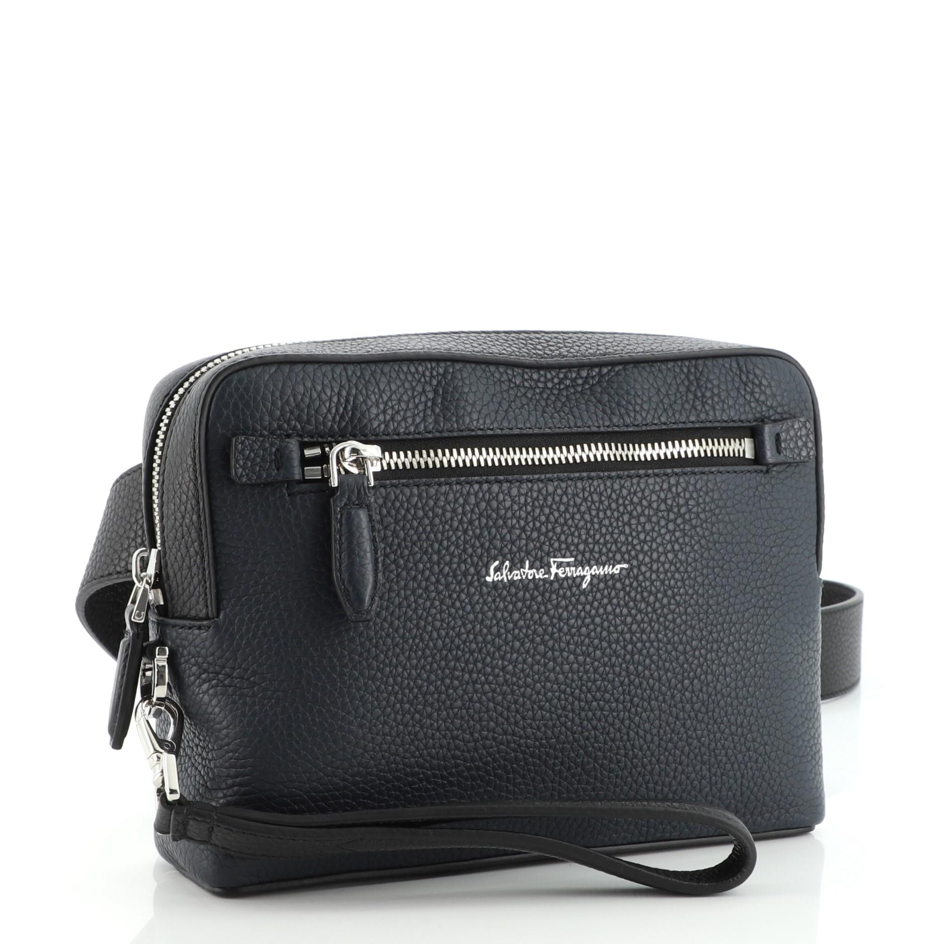 Black Salvatore Ferragamo Zip Around Convertible Belt Bag Leather