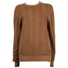 SALVATORE FERRAGMO brown wool silk cashmere Crewneck Sweater M