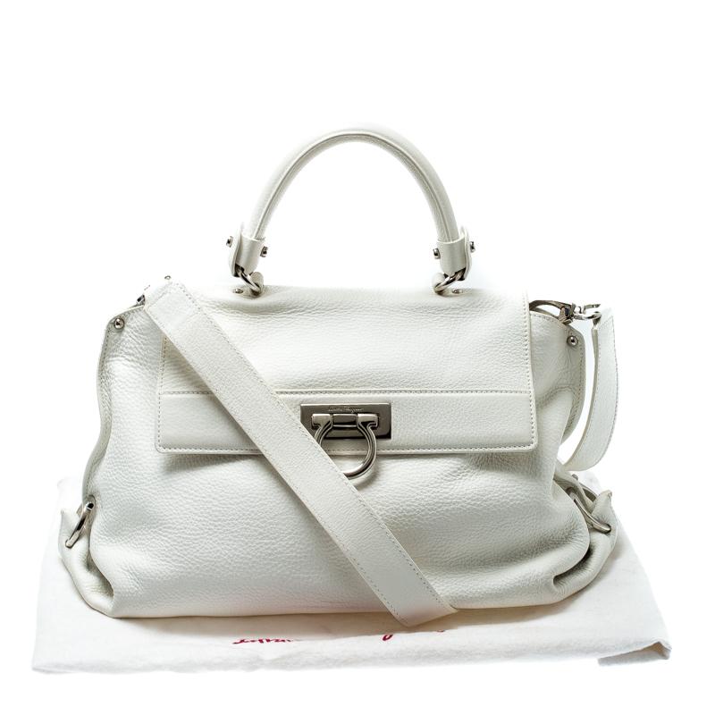 Salvatore Ferregamo White Leather Sofia Top Handle Bag 7