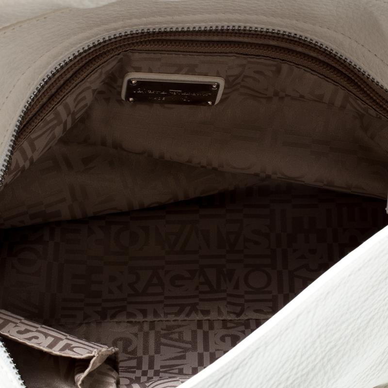 Salvatore Ferregamo White Leather Sofia Top Handle Bag 2