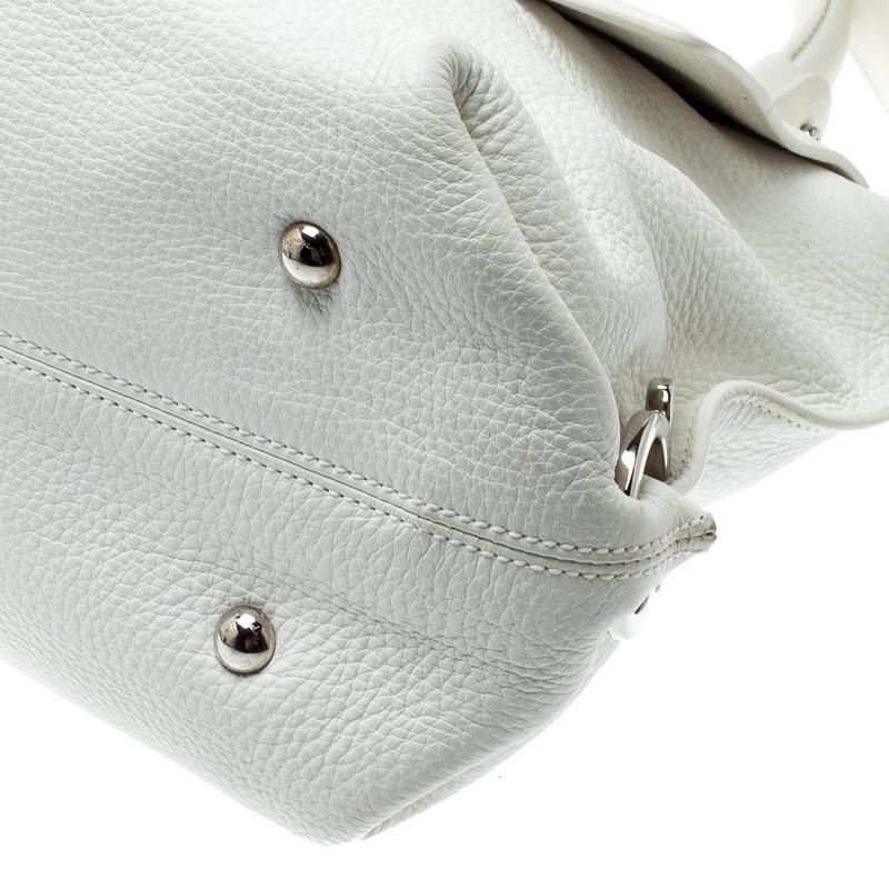 Salvatore Ferregamo White Leather Sofia Top Handle Bag 3