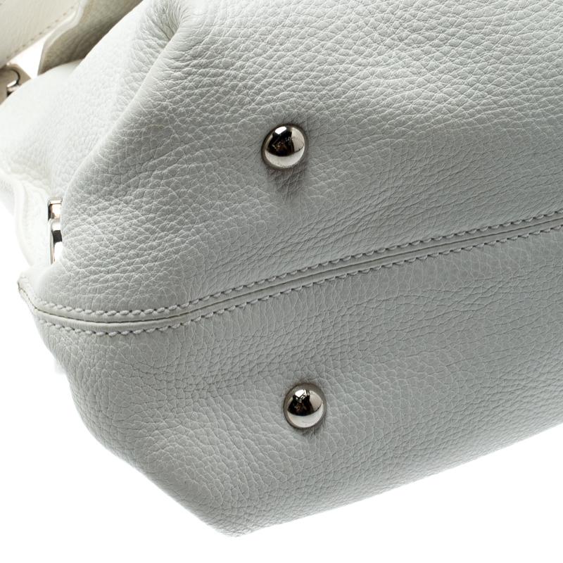 Salvatore Ferregamo White Leather Sofia Top Handle Bag 4