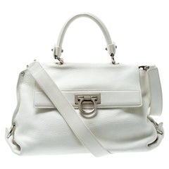 Salvatore Ferregamo White Leather Sofia Top Handle Bag