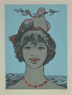 Portrait with Dove - Screen Print by Salvatore Fiume - 1970