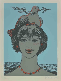 Portrait with Dove - Screen Print by Salvatore Fiume - 1970
