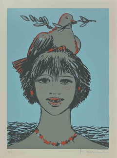 Portrait with Dove - Screen Print by Salvatore Fiume - 1970