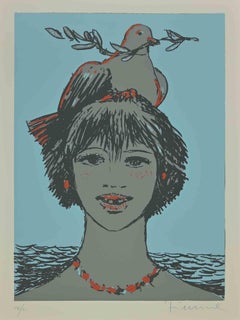 Portrait with Dove - Screen Print by Salvatore Fiume - 1970