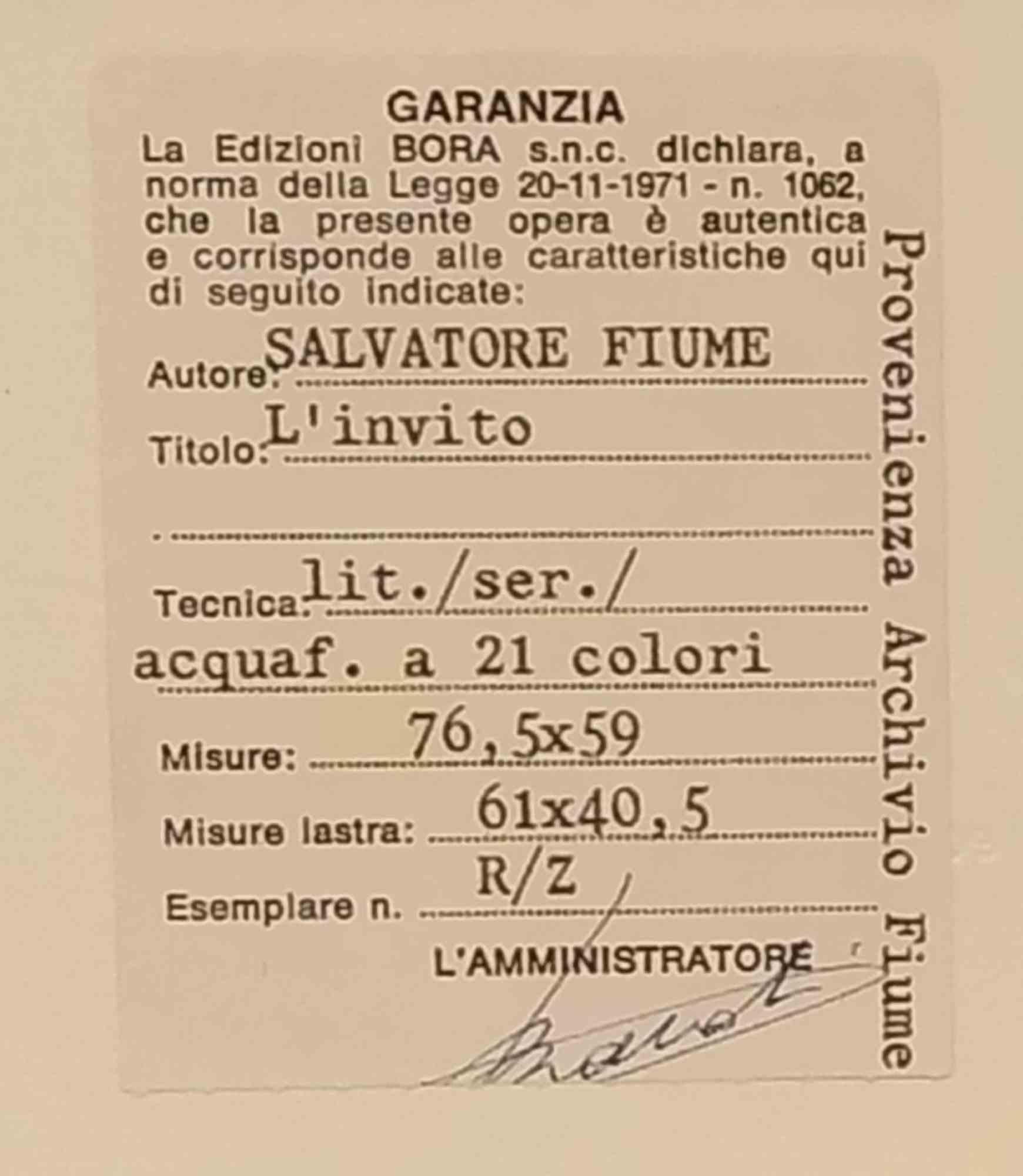 Die Einladung - Siebdruck von Salvatore Fiume - 1980 im Angebot 1