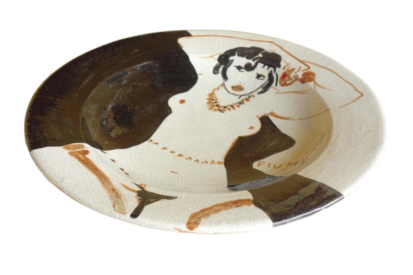 Moderno Salvatore Fiume Ceramiche Rossicone Ceramica Artistica Nudo Donna Piatto