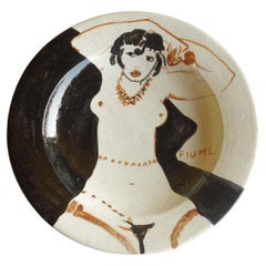 Vintage Salvatore Fiume Ceramiche Rossicone Ceramica Artistica Nudo Donna Piatto