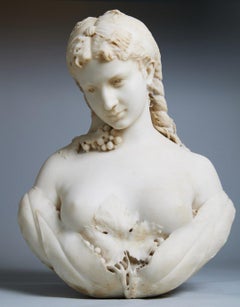 Bacchante, 1882 - 19ème siècle Sculpture italienne figurative de femme en marbre