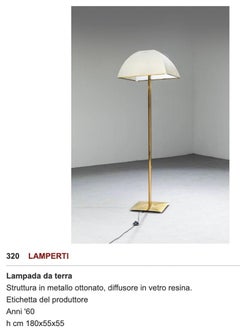 Salvatore Gregorietti For Lamperti  Brass and Fiberglass Floor Lamp, 1960