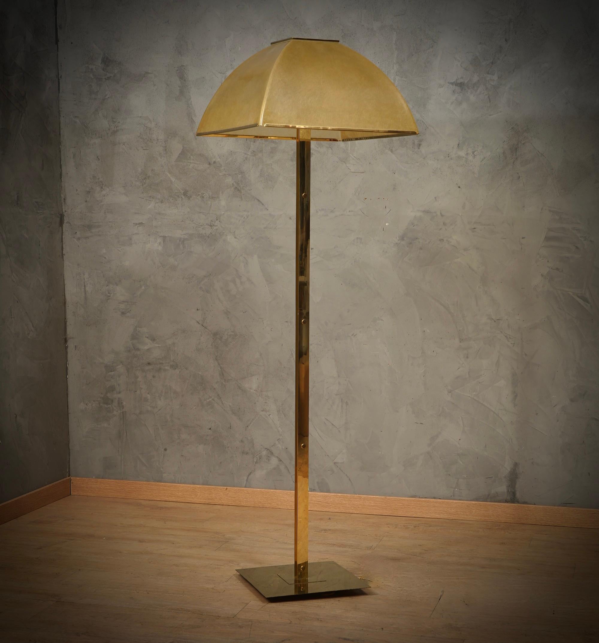 Mid-Century Modern Salvatore Gregorietti For Lamperti  Brass and Fiberglass Floor Lamp, 1960 For Sale