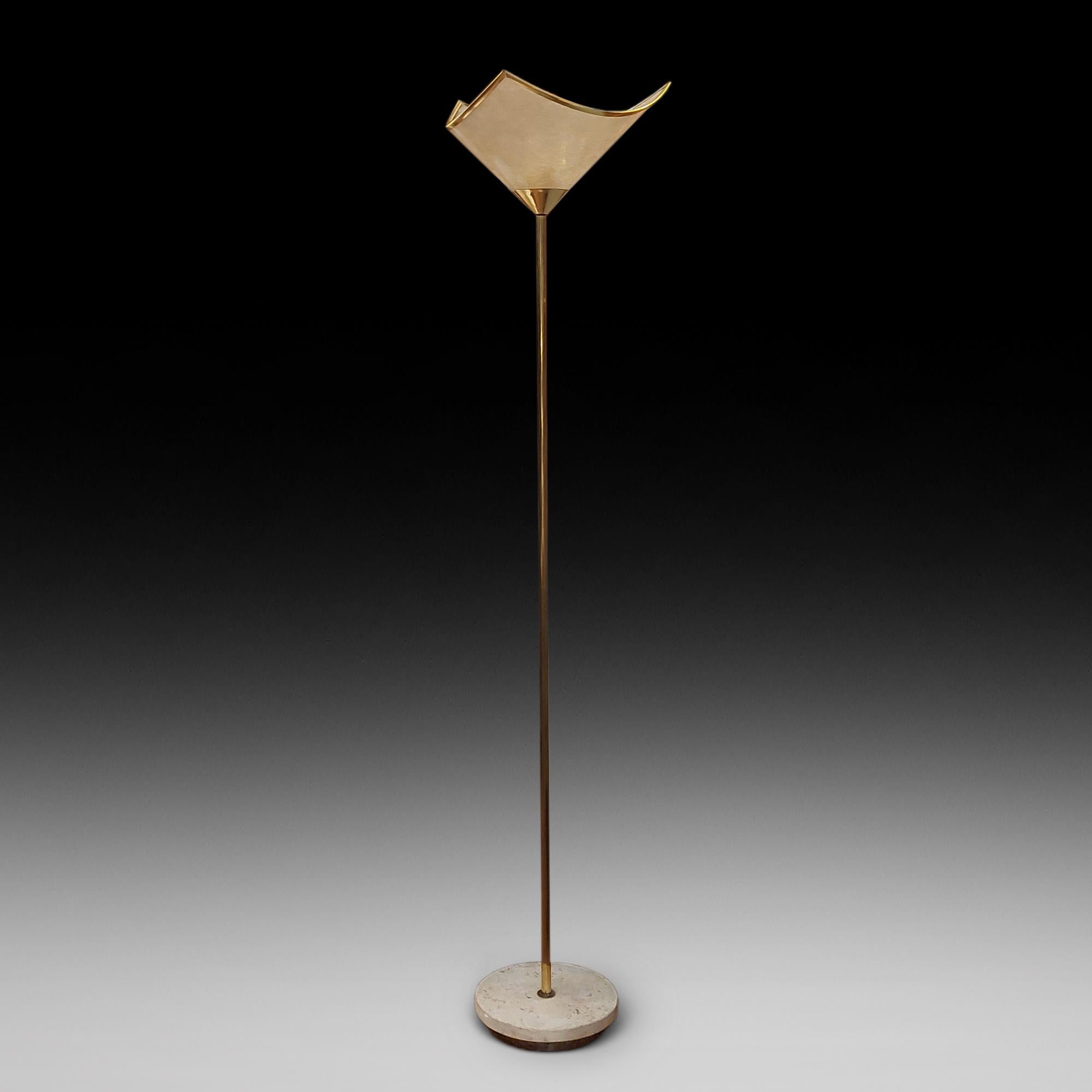 Salvatore Gregorietti (italiano, 1941), - diseñó para Lamperti una esbelta lámpara de pie con columna de latón sobre zócalo de mármol - 15