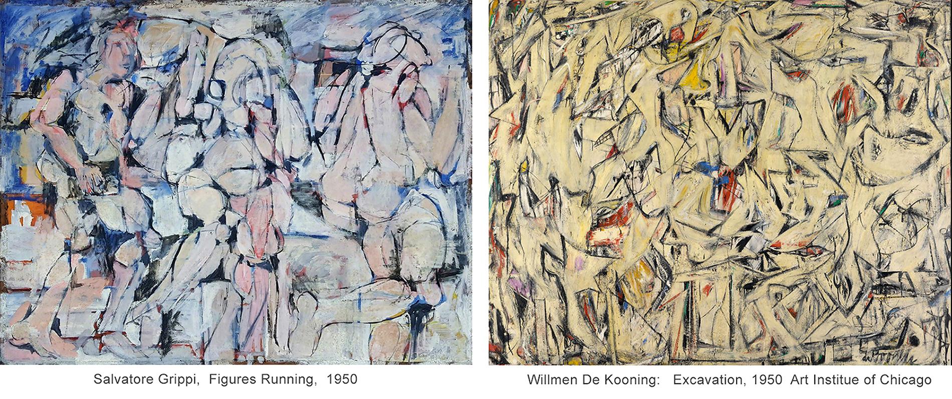 Salvatore Grippi was my art professor at Ithaca college from 1970- 1971
Who was doing paintings like this in 1950?  Jackson Pollack, Willem De Kooning and Salvatore Grippi, and a few others. Grippi was on the landing crew a Normandy Beach WWII and