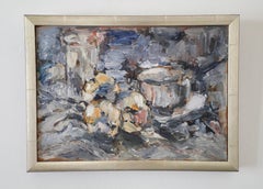 Retro Salvatore Grippi, Abstract Still Life Oil on Board 