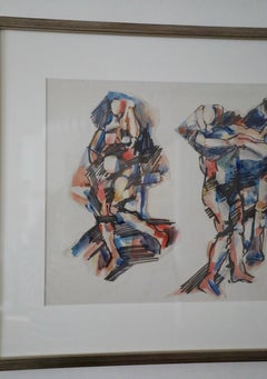 Salvatore Grippi, Figurative Ink and Watercolor Collage on Paper